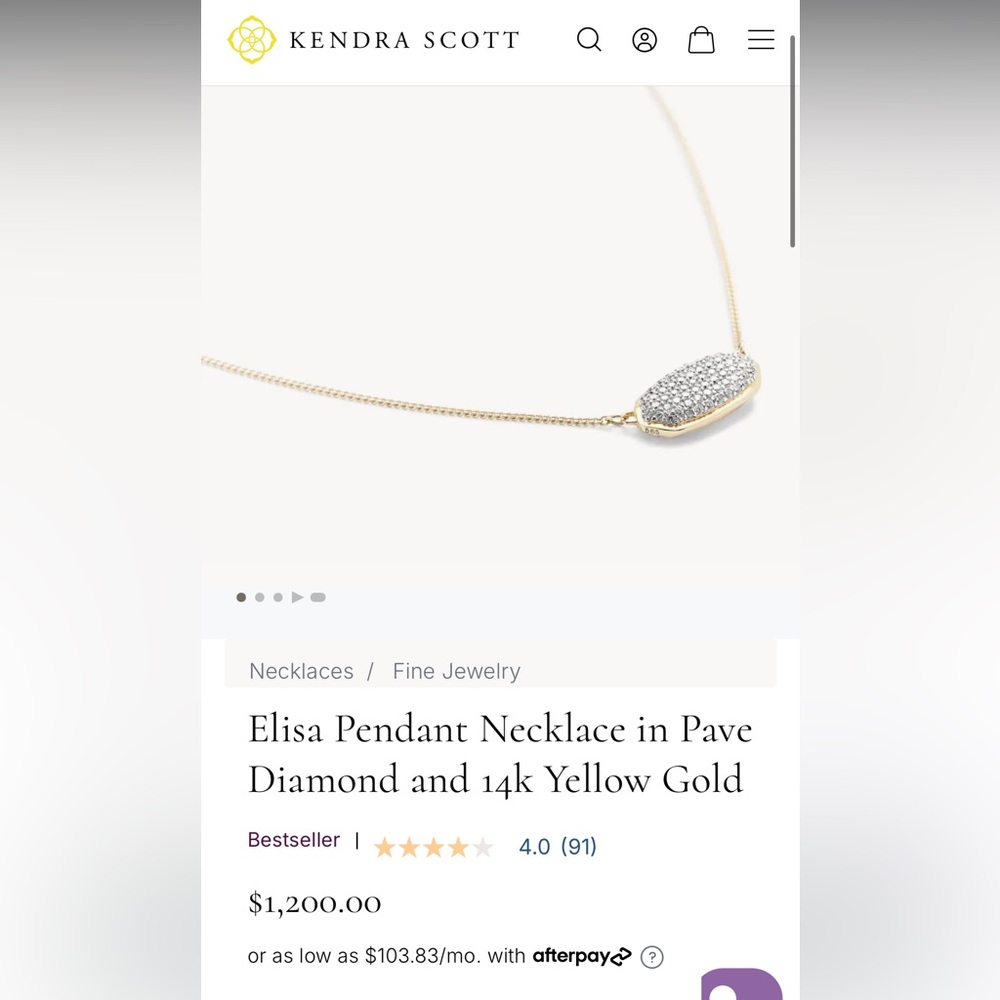 Elisa Necklace Pave Diamond And 14k Rose Gold